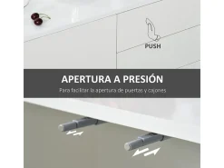 Aparador Conil Homcom 3 puertas + 2 cajones blanco 74x117x36 cm