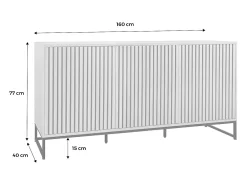 Aparador contemporáneo acanalado efecto madera 3 puertas, 160cm