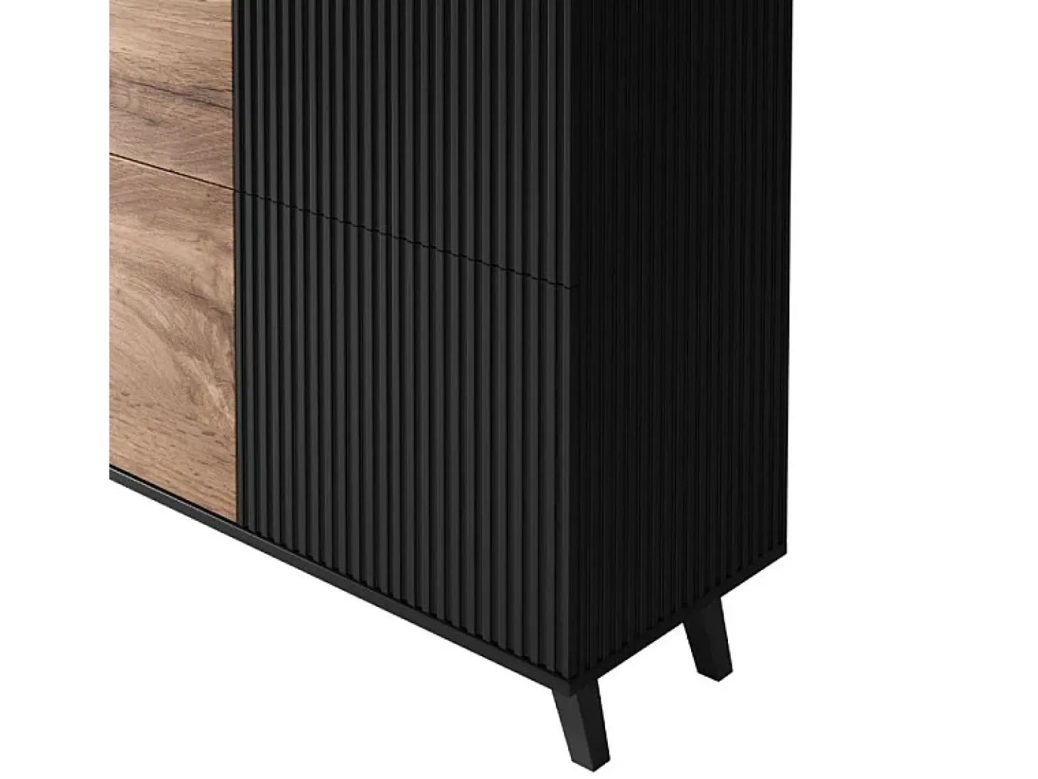Aparador contemporáneo de 2 puertas de 100 cm en roble wotan y acabado PUMP negro