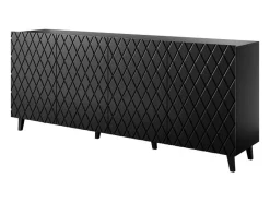 Aparador contemporáneo negro mate de 200 cm con frente de diseño Kali