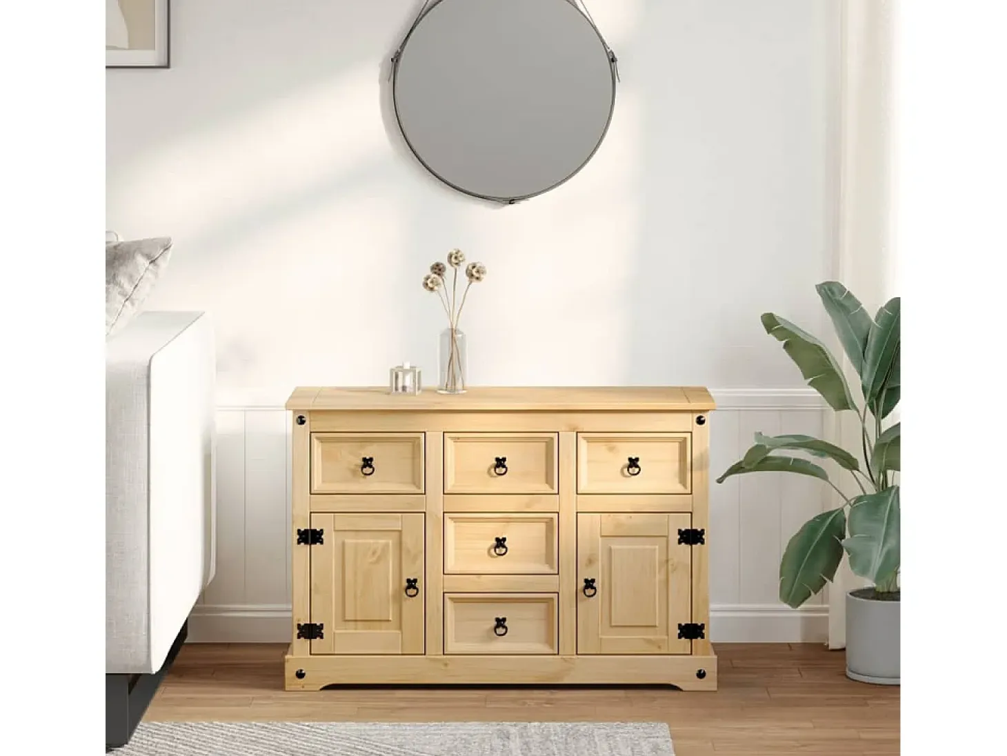 Aparador Corona madera maciza de pino 115x40x76 cm