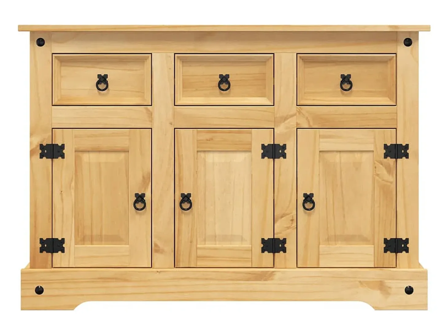 Aparador Corona madera maciza de pino marrón miel 112x43x78 cm