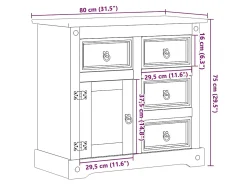 Aparador Corona madera maciza de pino 80x40x75 cm