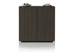 Aparador Coste con 2 puertas efecto cannetè, color antracita mate y madera oscura, 120 x 43 x 126 cm