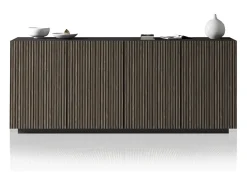 Aparador Coste con 4 puertas efecto cannetè antracita mate y madera oscura 200x43x86 cm