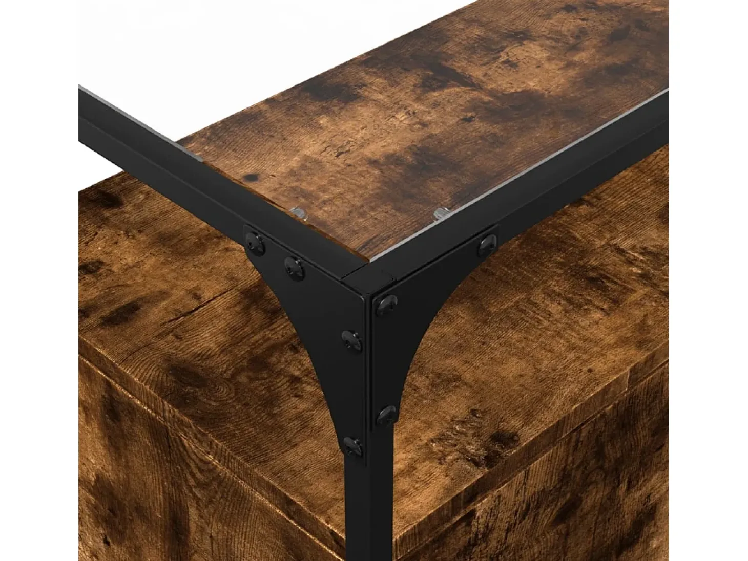 Aparador cristal y madera ingeniería roble ahumado 98x35x81 cm