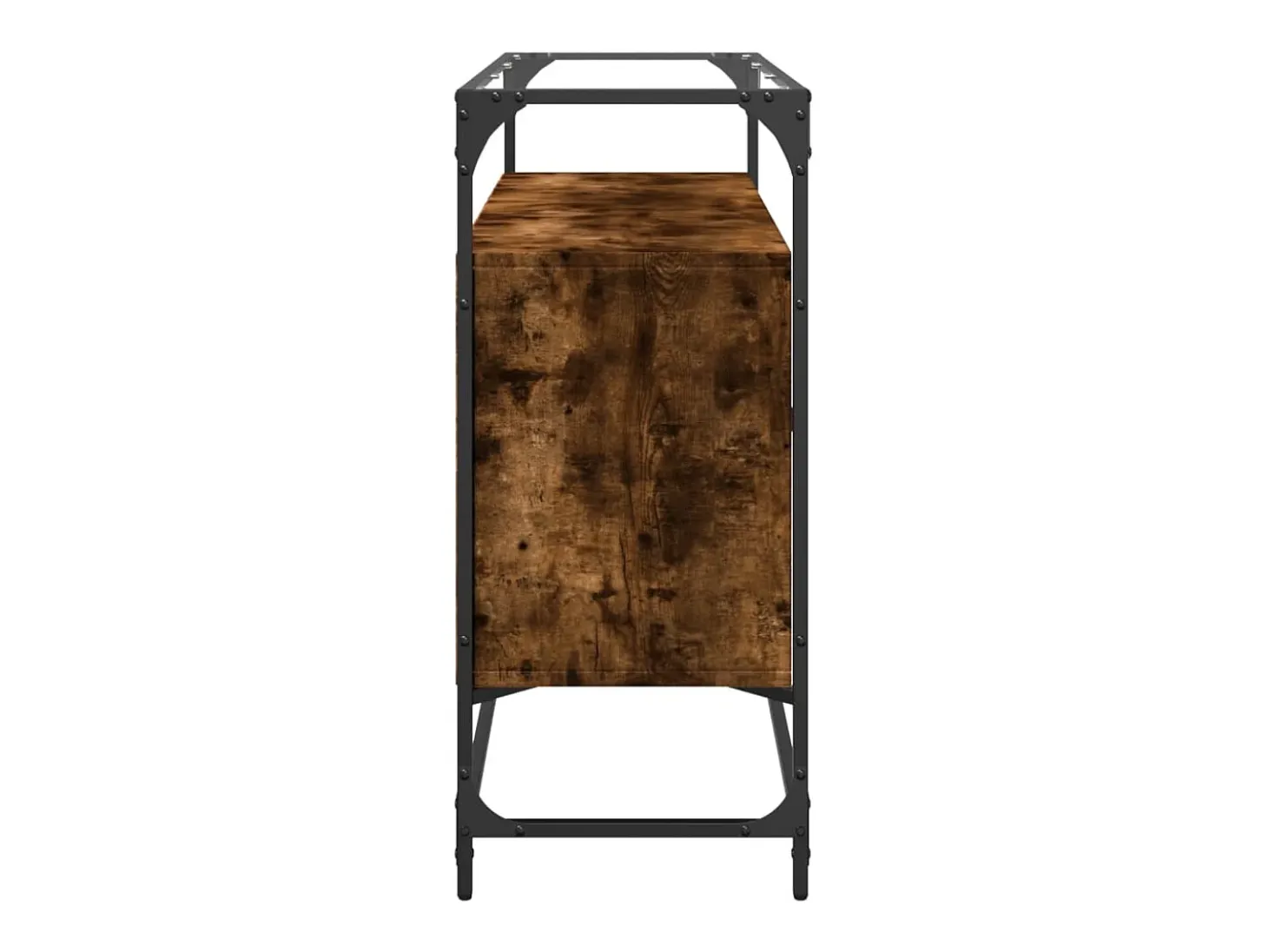 Aparador cristal y madera ingeniería roble ahumado 98x35x81 cm