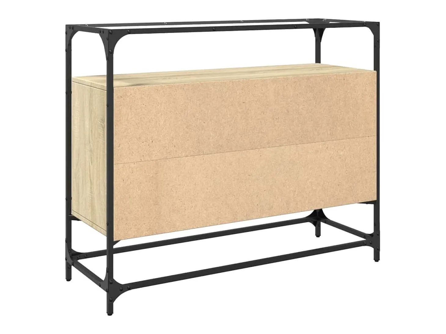 Aparador cristal y madera ingeniería roble Sonoma 98x35x81 cm