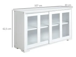 Aparador Cuarzo Homcom 2 puertas corredizas blanco 62,5x107x33 cm