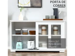 Aparador Cuarzo Homcom 2 puertas corredizas blanco 62,5x107x33 cm