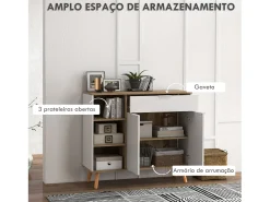 Aparador Dalvik Homcom con cajón + 3 estantes + armario blanco/natural 85x95x35 cm