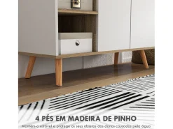Aparador Dalvik Homcom con cajón + 3 estantes + armario blanco/natural 85x95x35 cm