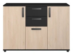 Aparador Dark Comedor Moderno Roble Brooklyn y Negro Stipple 119x40cm