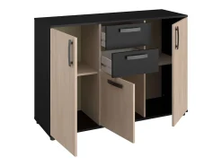 Aparador Dark Comedor Moderno Roble Brooklyn y Negro Stipple 119x40cm