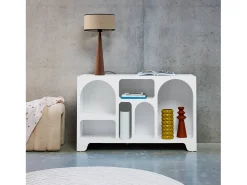 Aparador de 6 compartimentos con efecto madera, 120cm blanco