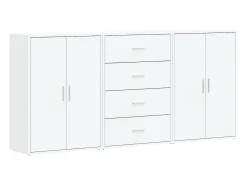 Aparador de 3 piezas blanco 60x31x84 cm madera de ingeniería