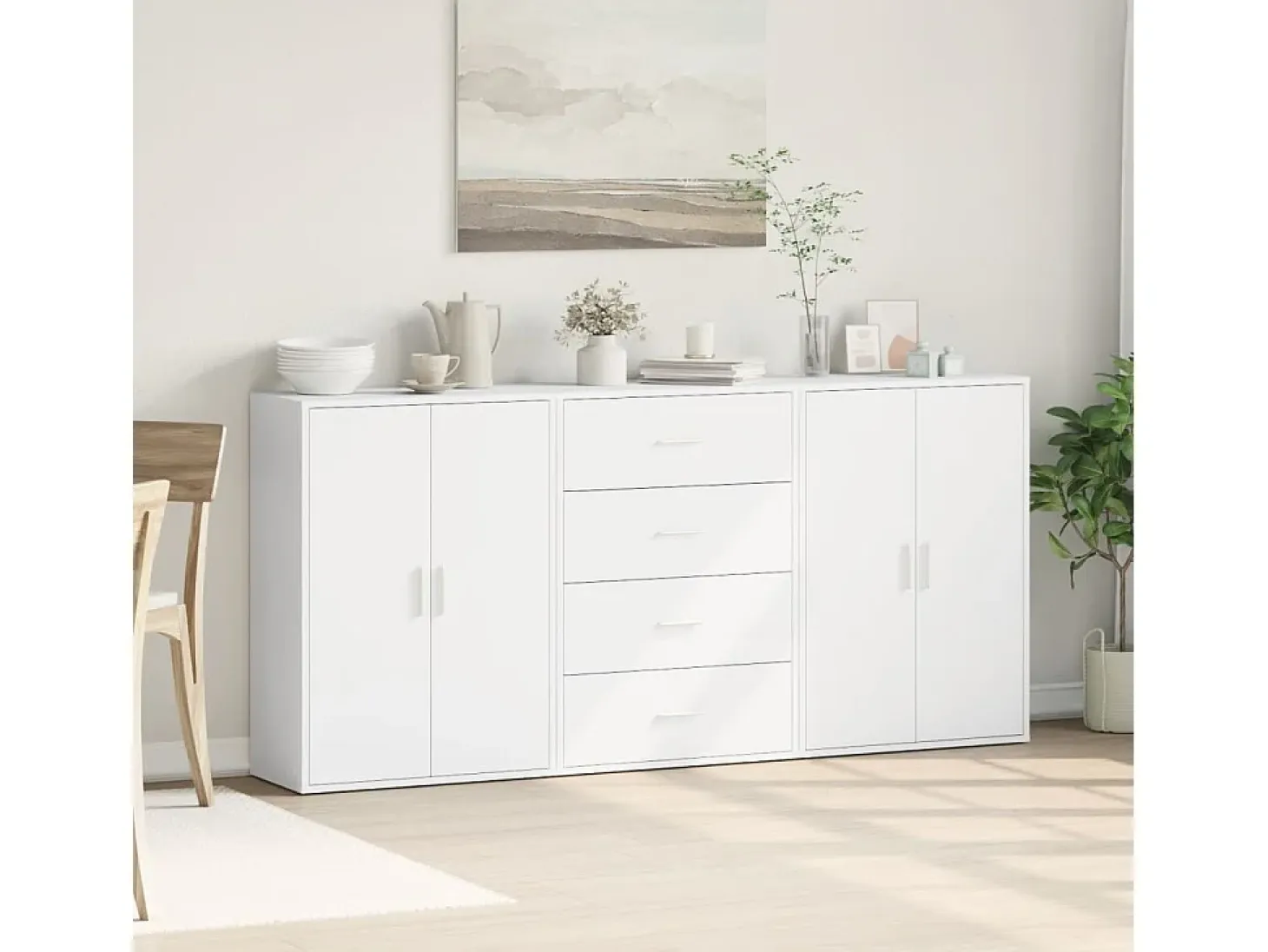 Aparador de 3 piezas blanco 60x31x84 cm madera de ingeniería
