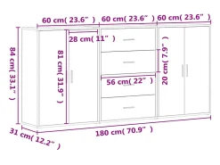 Aparador de 3 piezas blanco 60x31x84 cm madera de ingeniería