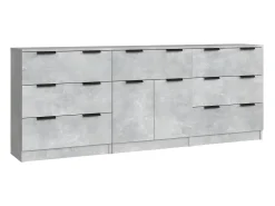 Aparador de 3 piezas madera contrachapada gris hormigón