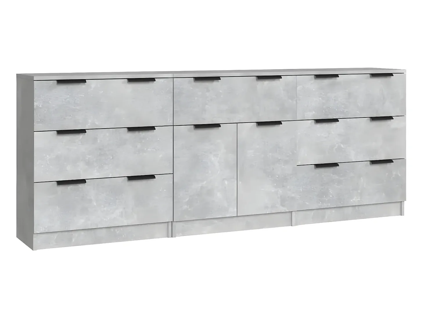 Aparador de 3 piezas madera contrachapada gris hormigón