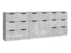 Aparador de 3 piezas madera contrachapada gris hormigón ES58395