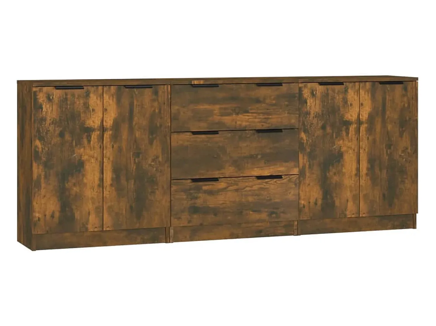 Aparador de 3 piezas madera manufacturada color roble ahumado