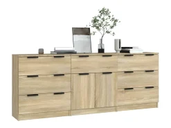 Aparador de 3 piezas madera contrachapada color roble Sonoma