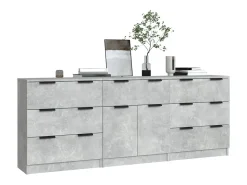 Aparador de 3 piezas madera contrachapada gris hormigón