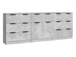 Aparador de 3 piezas madera contrachapada gris hormigón