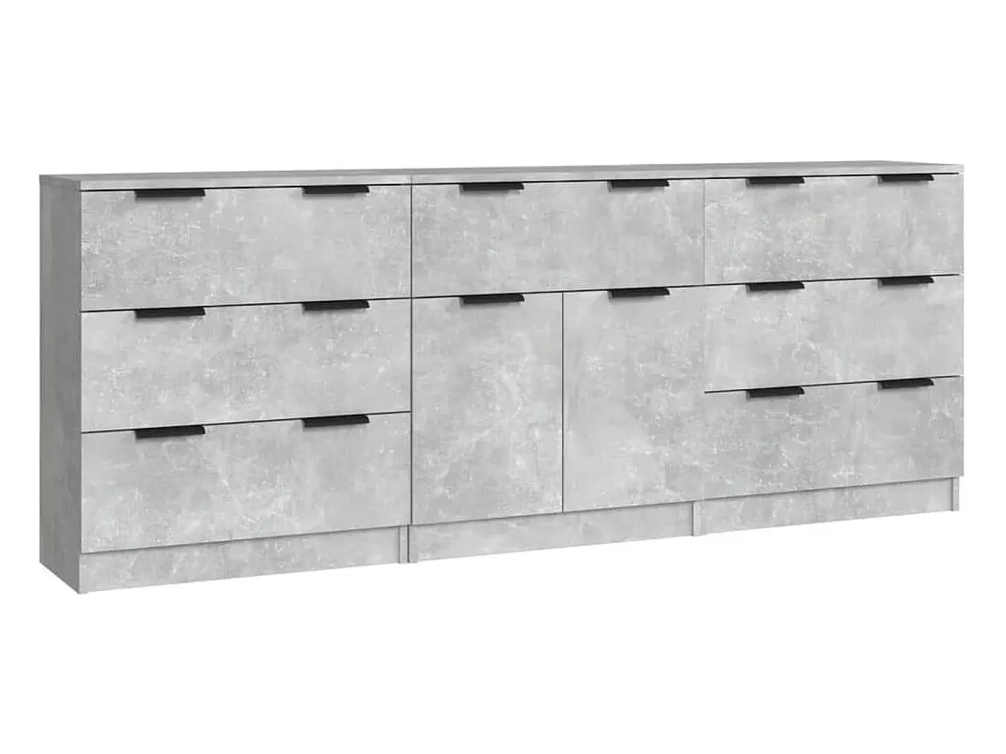 Aparador de 3 piezas madera contrachapada gris hormigón