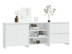 Aparador de 3 piezas madera contrachapada blanco