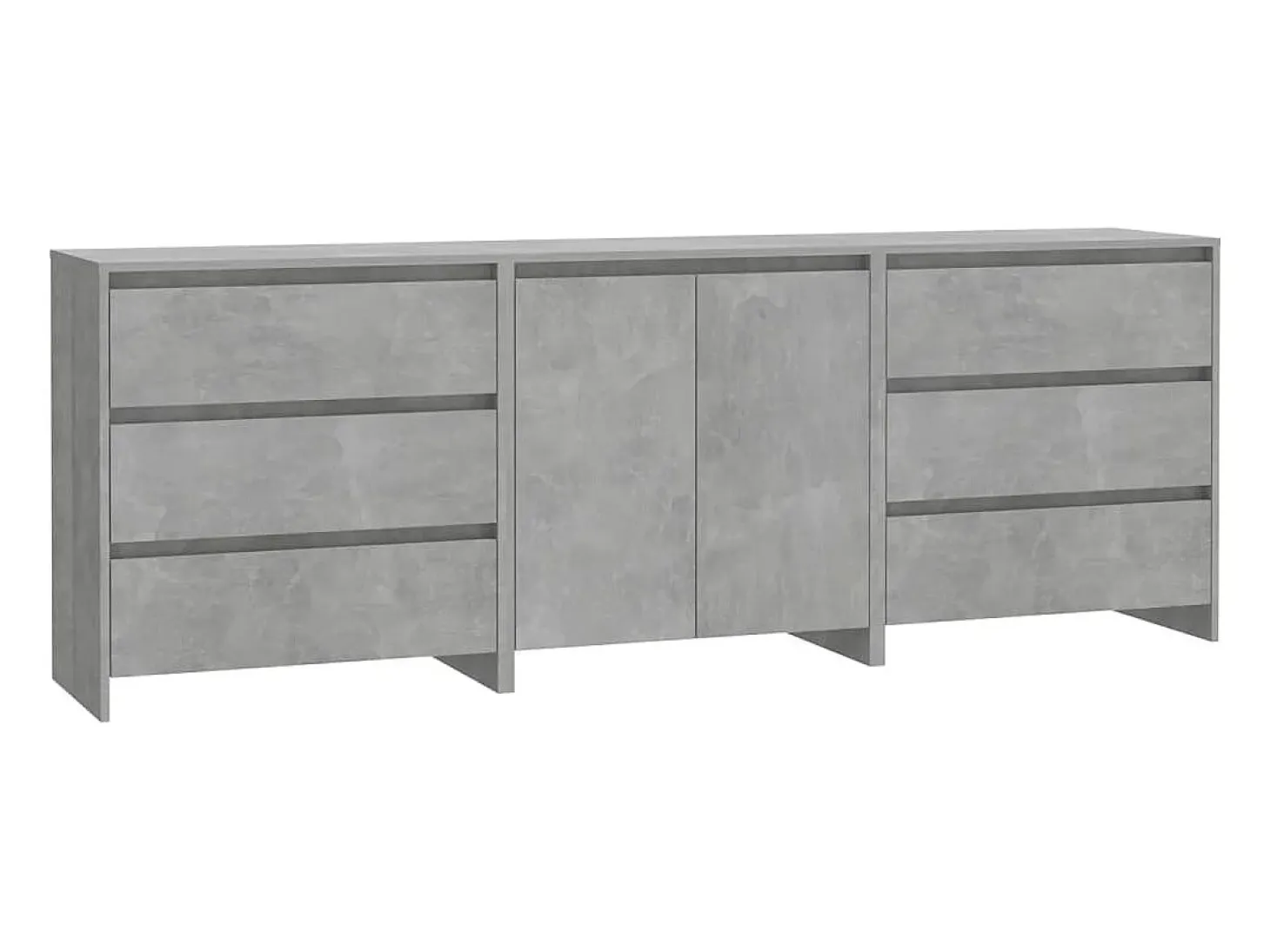 Aparador de 3 piezas madera manufacturada gris hormigón