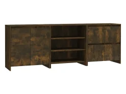 Aparador de 3 piezas madera manufacturada color roble ahumado