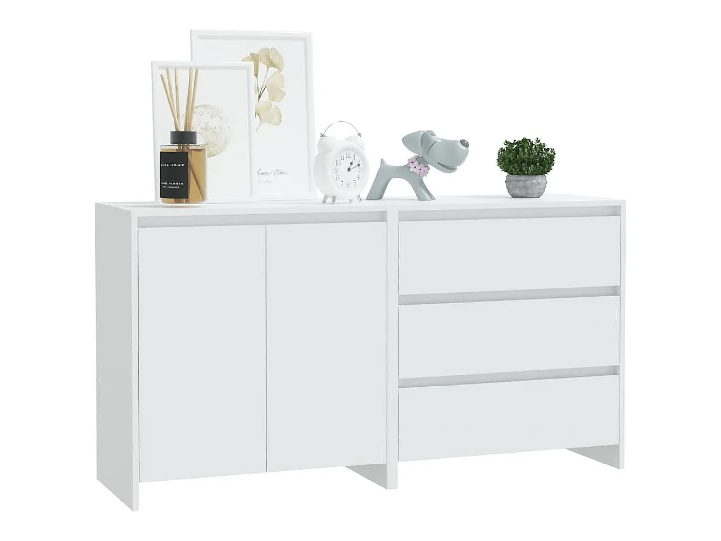Aparador de 2 piezas madera manufacturada blanca