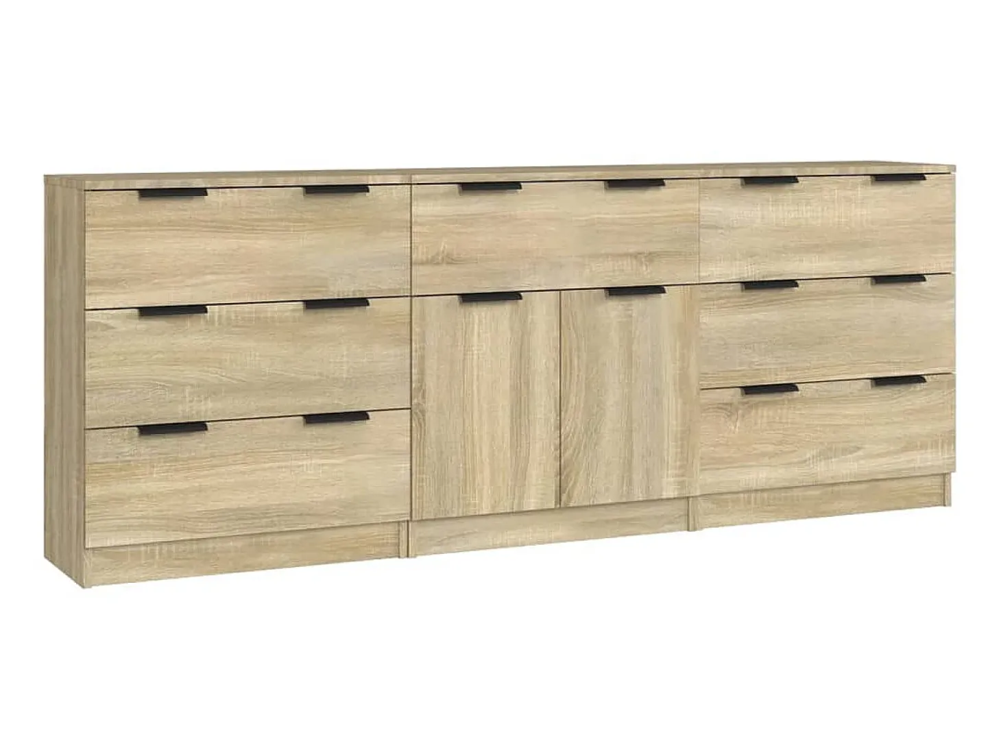 Aparador de 3 piezas madera contrachapada color roble Sonoma ES33665