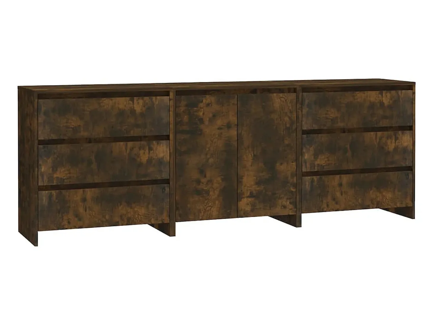 Aparador de 3 piezas madera manufacturada color roble ahumado