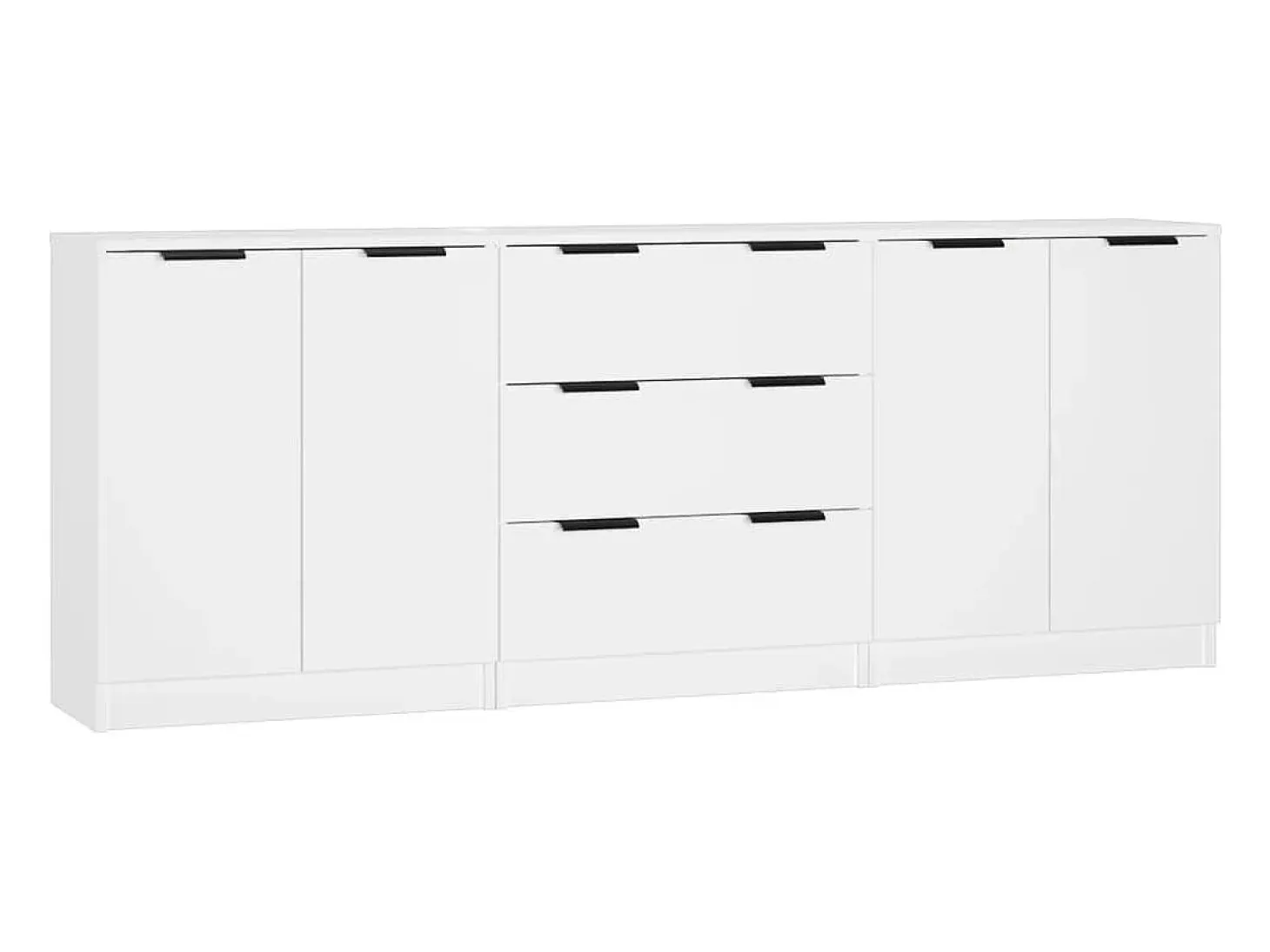 Aparador de 3 piezas madera contrachapada blanco