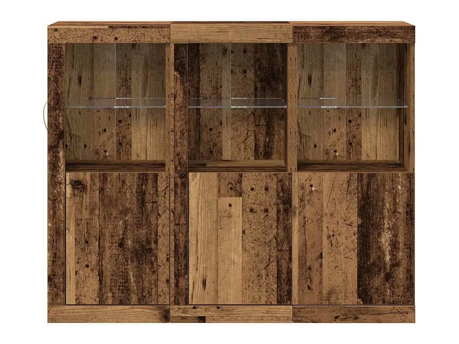 Aparador de 3 piezas, madera antigua, 123 x 37 x 100 cm, madera de ingeniería