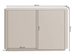 Aparador de 2 puertas – bordes redondeados – 140 cm – gris cachemira – LUVIO