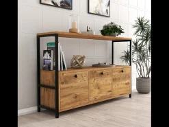 Aparador de 3 puertas estilo industrial madera/negro DRAGOR