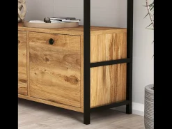 Aparador de 3 puertas estilo industrial madera/negro DRAGOR
