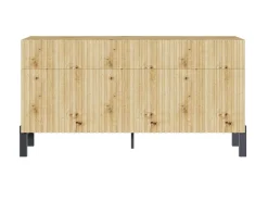 Aparador de 3 puertas – tres cajones y frente con lamas – 154 cm – roble artisan – TELIRE