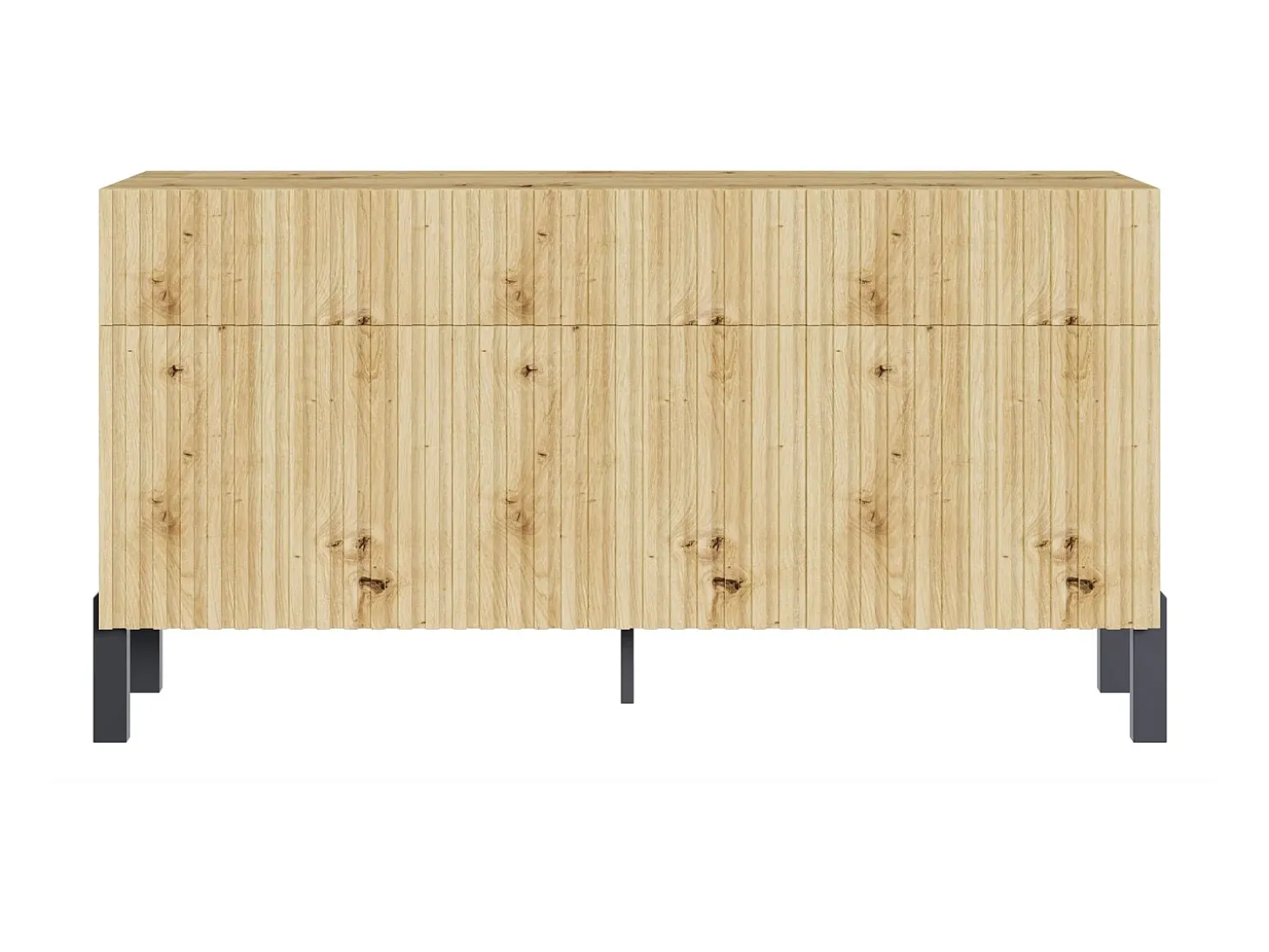 Aparador de 3 puertas – tres cajones y frente con lamas – 154 cm – roble artisan – TELIRE