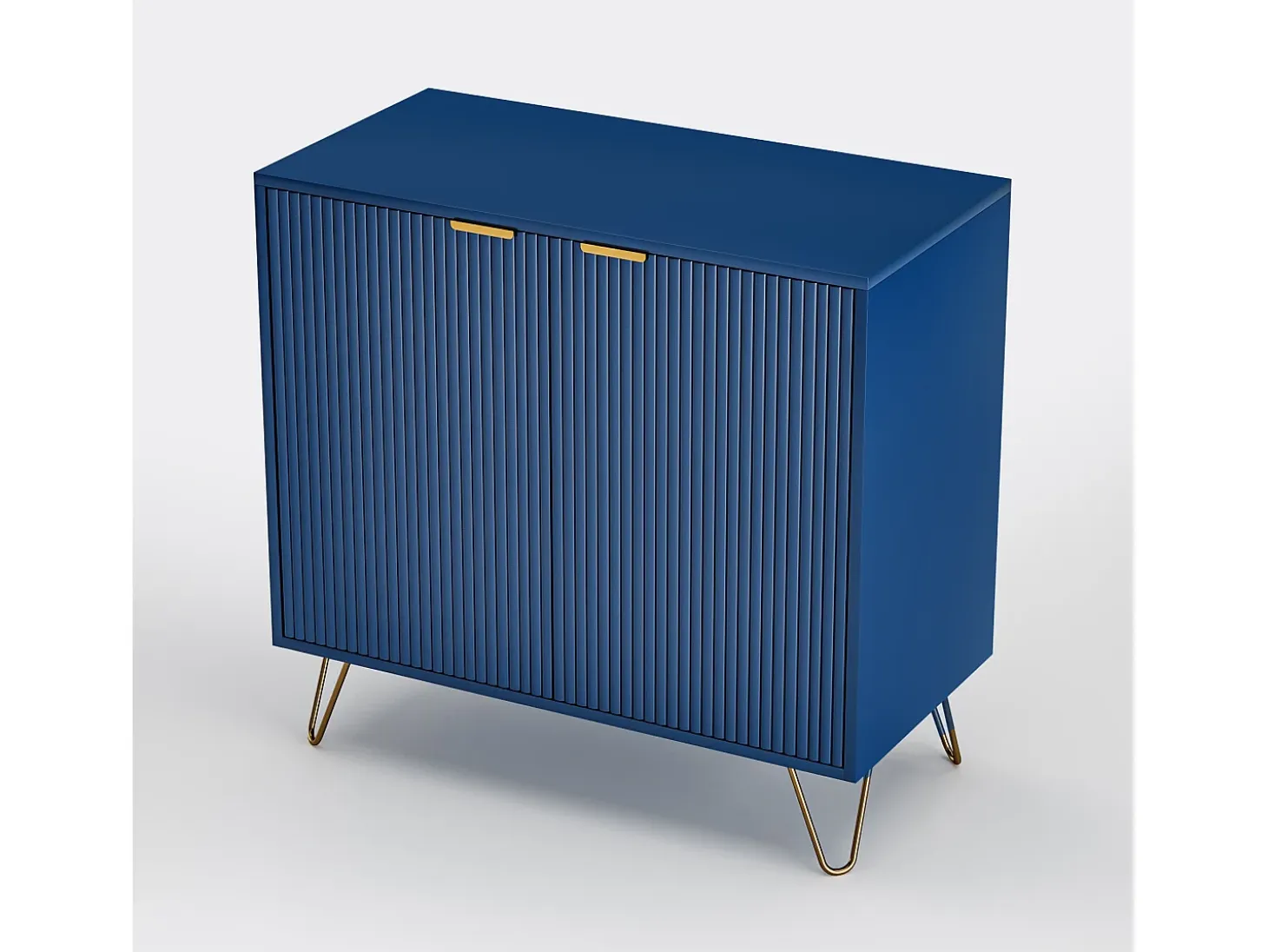 Aparador de 2 puertas, aparador de cocina con estante y patas metálicas, para sala de estar o comedor, azul