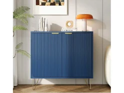Aparador de 2 puertas, aparador de cocina con estante y patas metálicas, para sala de estar o comedor, azul