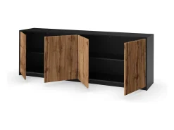 Aparador de 4 puertas BUDAPEST negro/roble