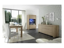 Aparador de 2 puertas, colección ZEFIR, color roble claro, perfecto para su comedor.