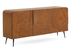 Aparador de 3 puertas color miel de madera maciza de mango