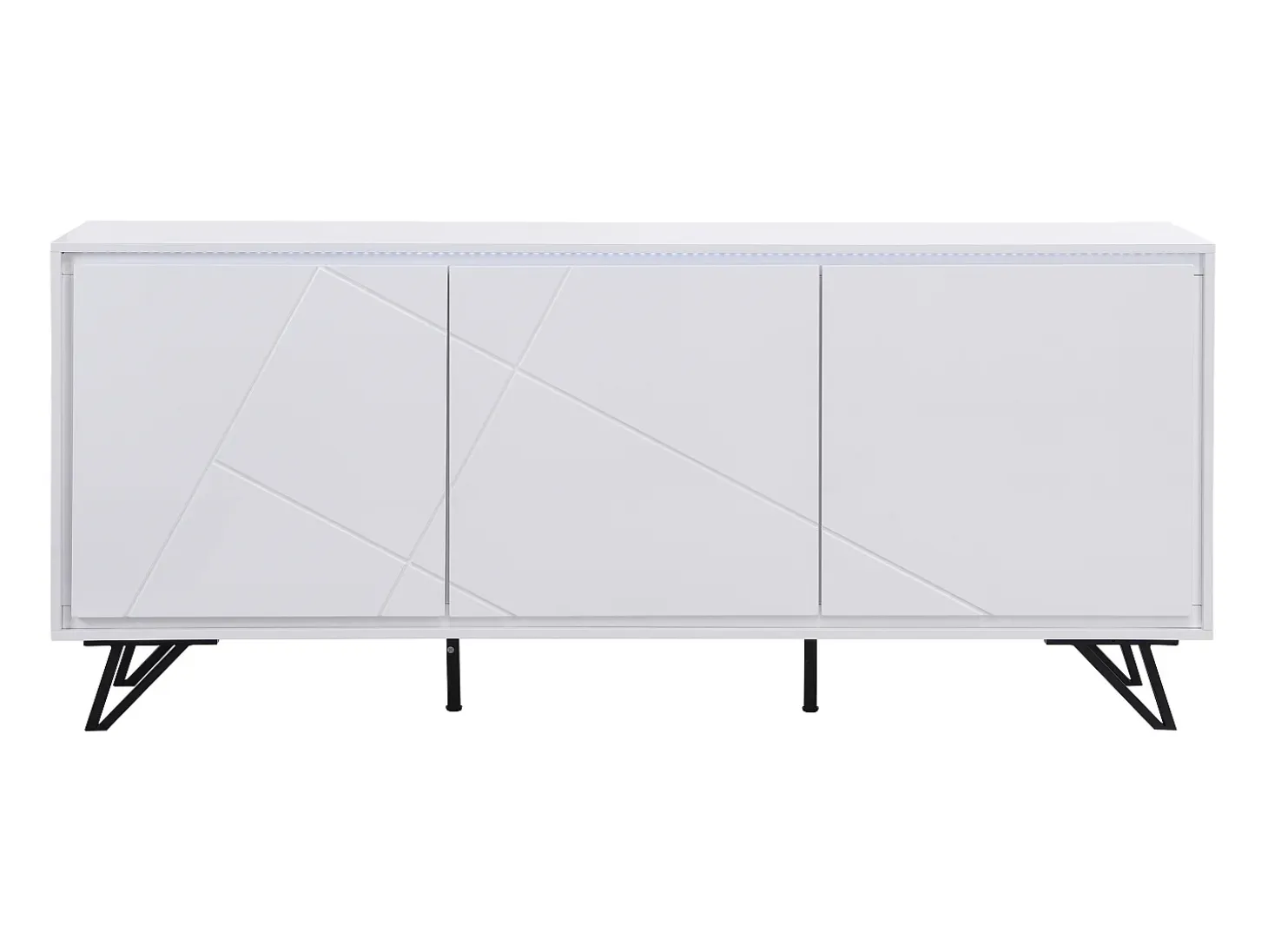 Aparador de 3 puertas con LEDs de MDF - Blanco lacado - SALIANO