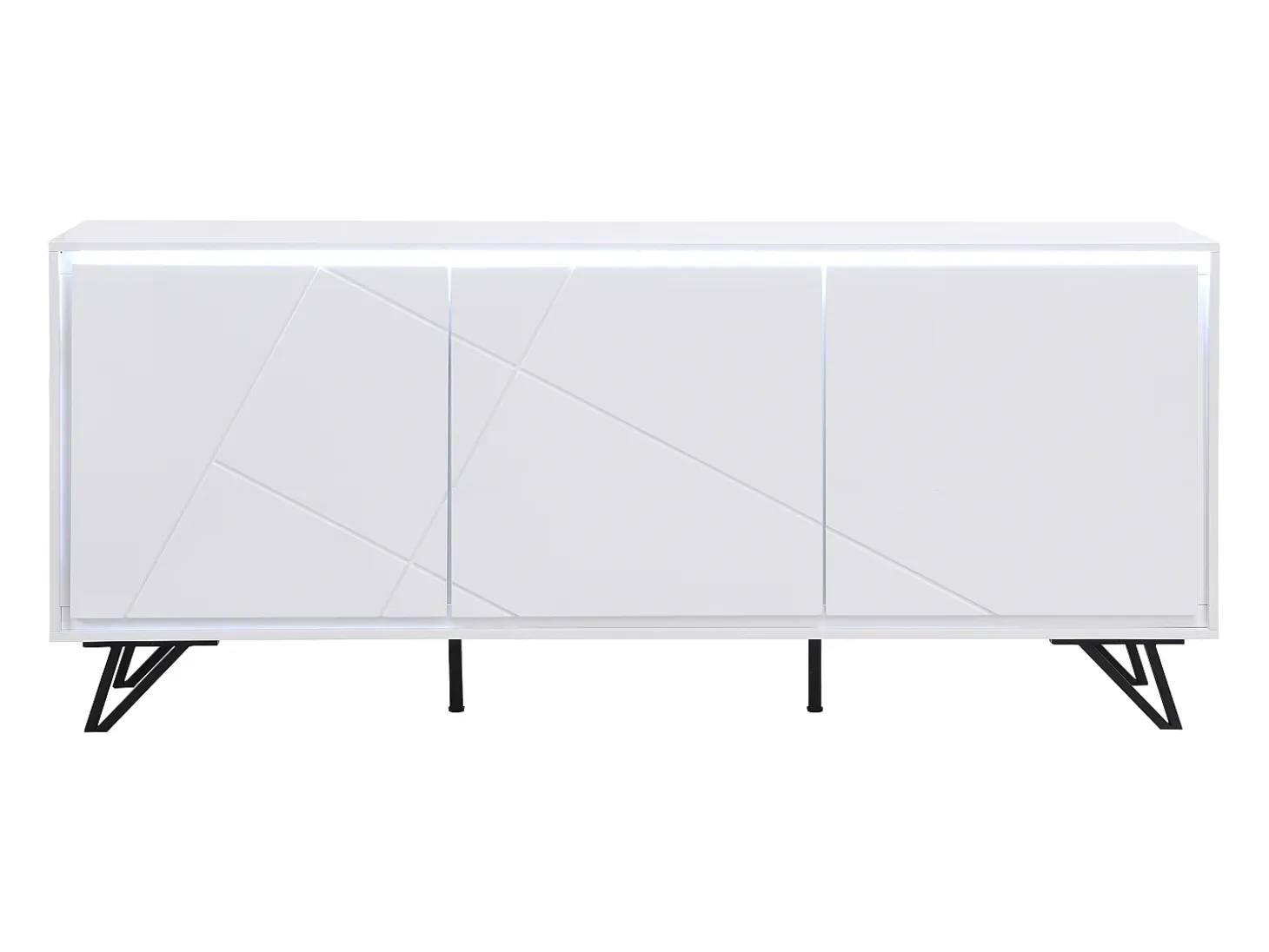 Aparador de 3 puertas con LEDs de MDF - Blanco lacado - SALIANO
